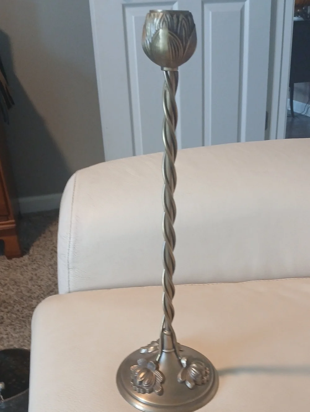 Tall Twisted Stem Decorative Brass Candle Holder